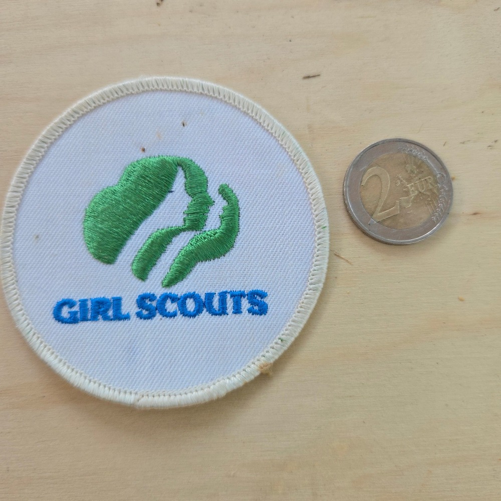 VTG GSA Logo Patch 1990s Girl Scouts White Green Blue Girl Scouts Of America